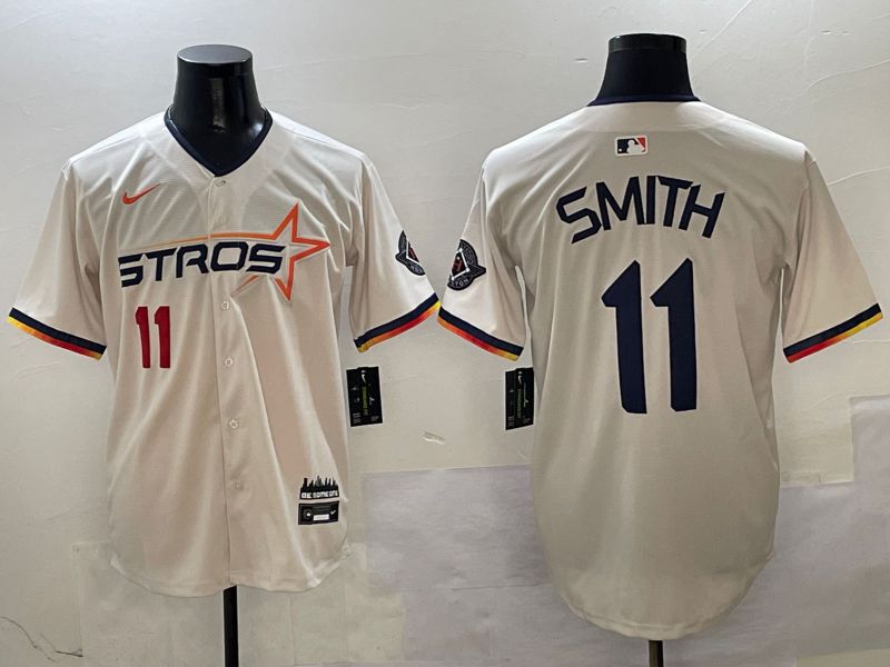 Men Houston Astros #11 Smith Cream three generations Joint Name Nike 2025 MLB Jersey style 2
